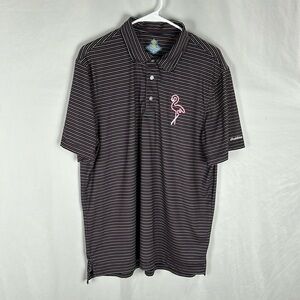 Chubbies Black Pink Striped Flamingo Suh Dude Performance Golf Polo Shirt Large